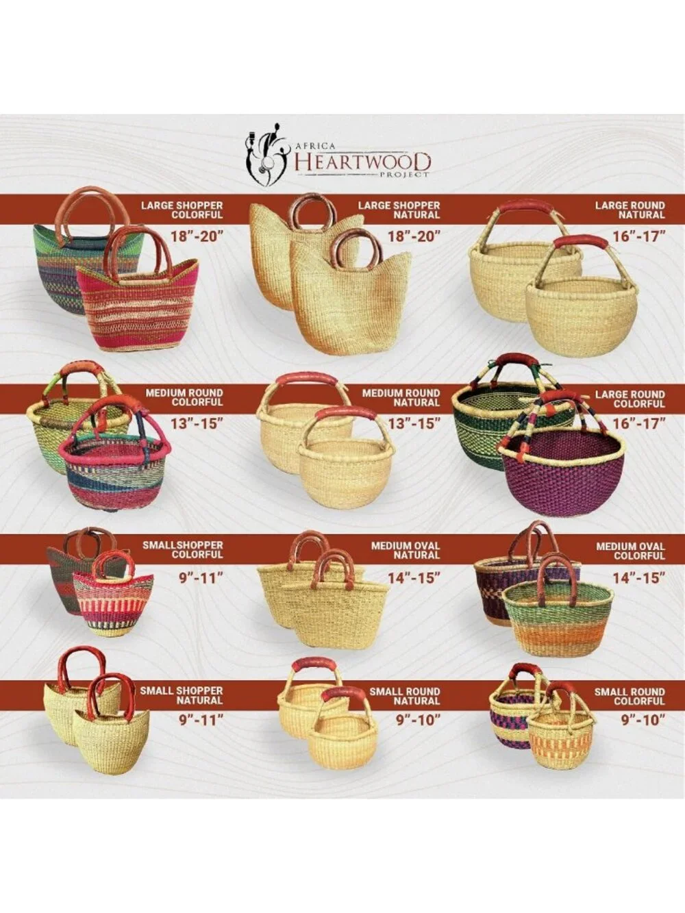 Handmade Colorful African Basket with Leather Handles - 10